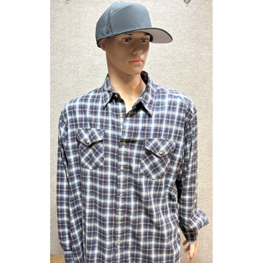 Pendleton Men Blue Red White Plaid Cotton Flannel Button Down Shirt XL Tracker